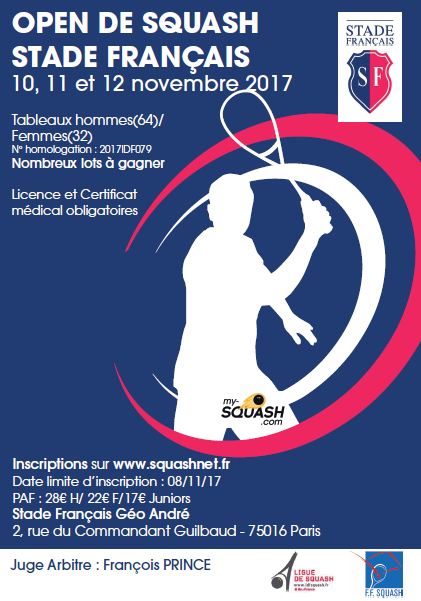 Open N°1 du Stade Français les 11 et 12 novembre, inscrivez-vous vite !